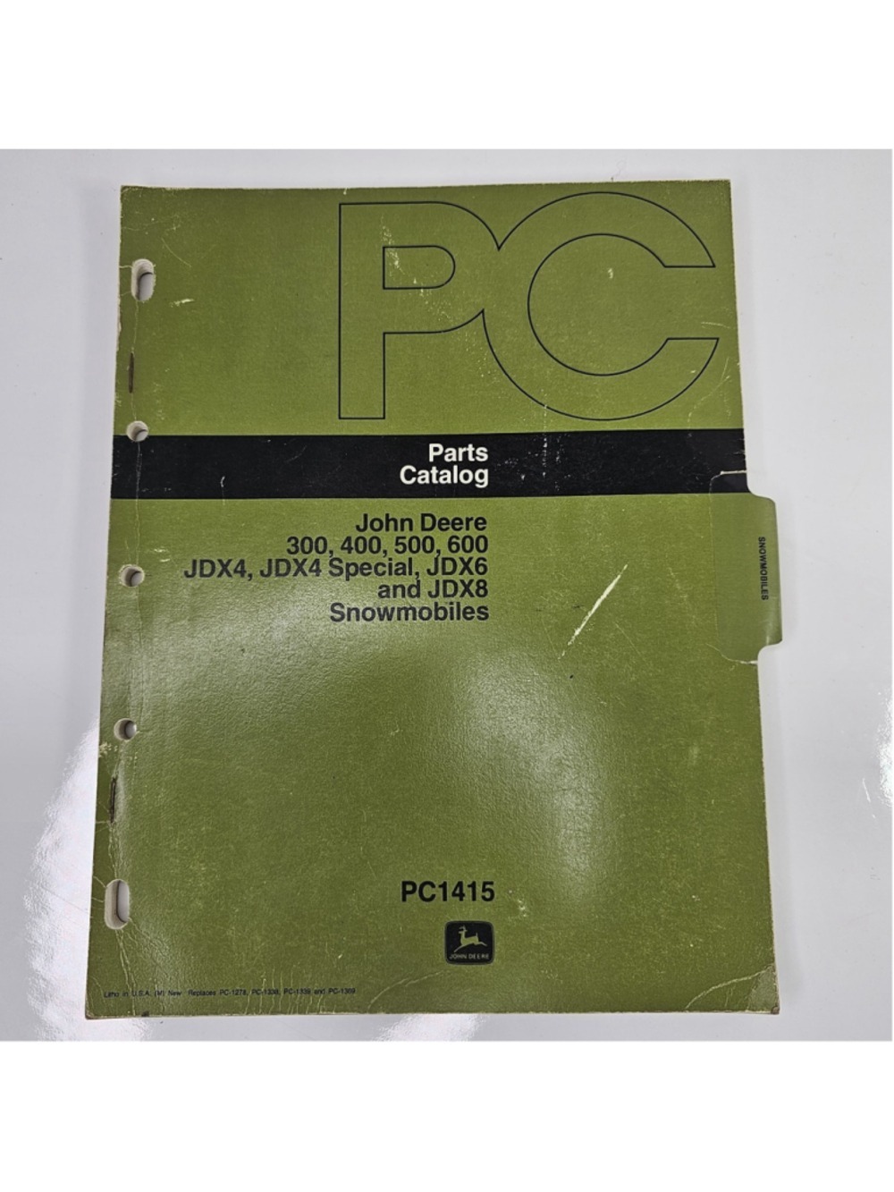 Vintage 1973 John Deere Snowmobile Parts Catalog PC-1415 300 400 500 600 JDX